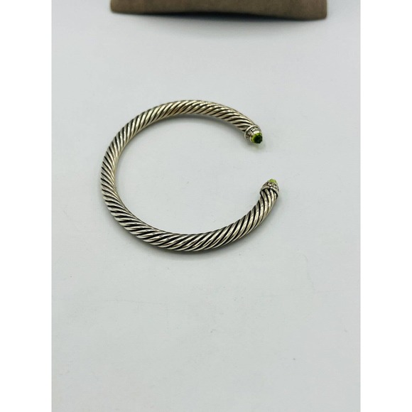 David Yurman Sterling Silver Cable Classics Bracelet Peridot and Diamond - Picture 3 of 5